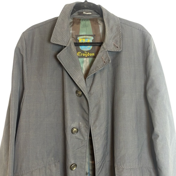 Croydon Trench Coat Long Sleeves Mid Length Button Front Black Mens Medium - Picture 1 of 13